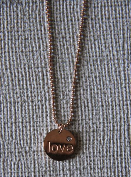 Kugel Kette mit Scheibe Prägung "Love" und einen gefassten Zirkoniastein von Style Republik Mod. 3378